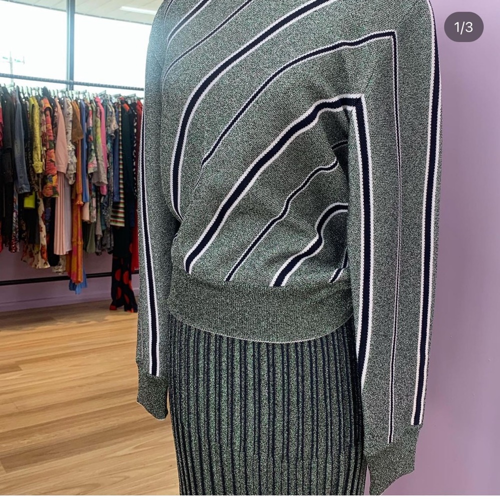 Cedric Charlier Size 8 MRSP $795
Striped Lurex Sweater